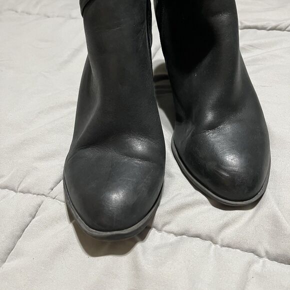 Lucky Brand Womens Booties Size 8.5M Black Salza Asymmetrical Suede Block Heel - Picture 4 of 10